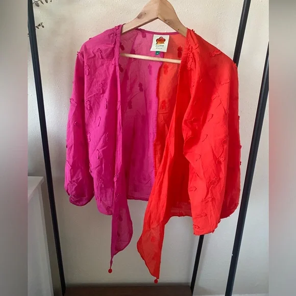 🍍HP🍍 Farm Rio Summer Ready Two Tone Wrap Top M - Picture 12 of 13